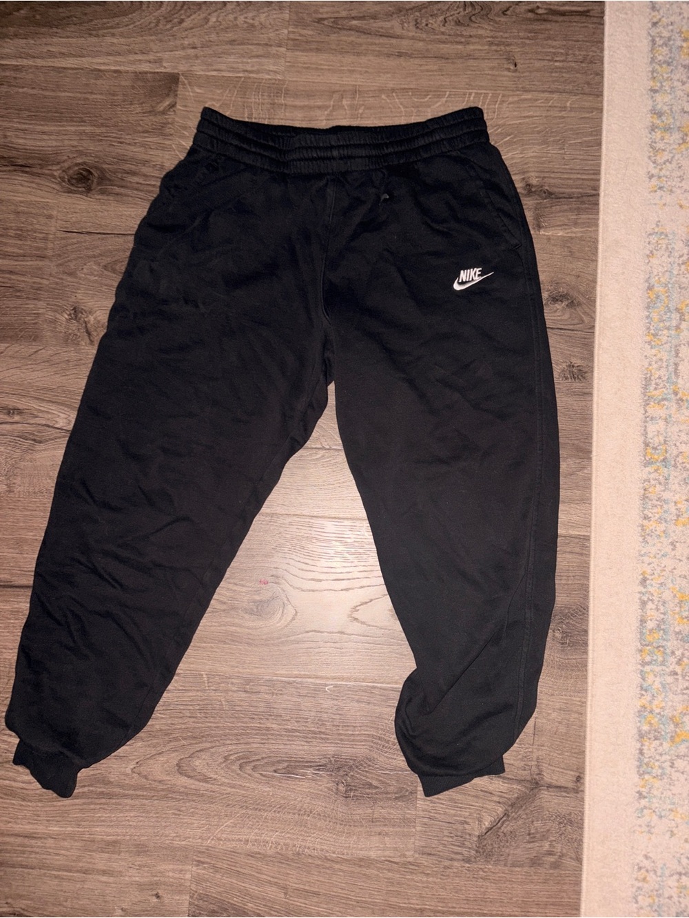 Nike Kids Black Jogger Sweatpants with White Swoosh